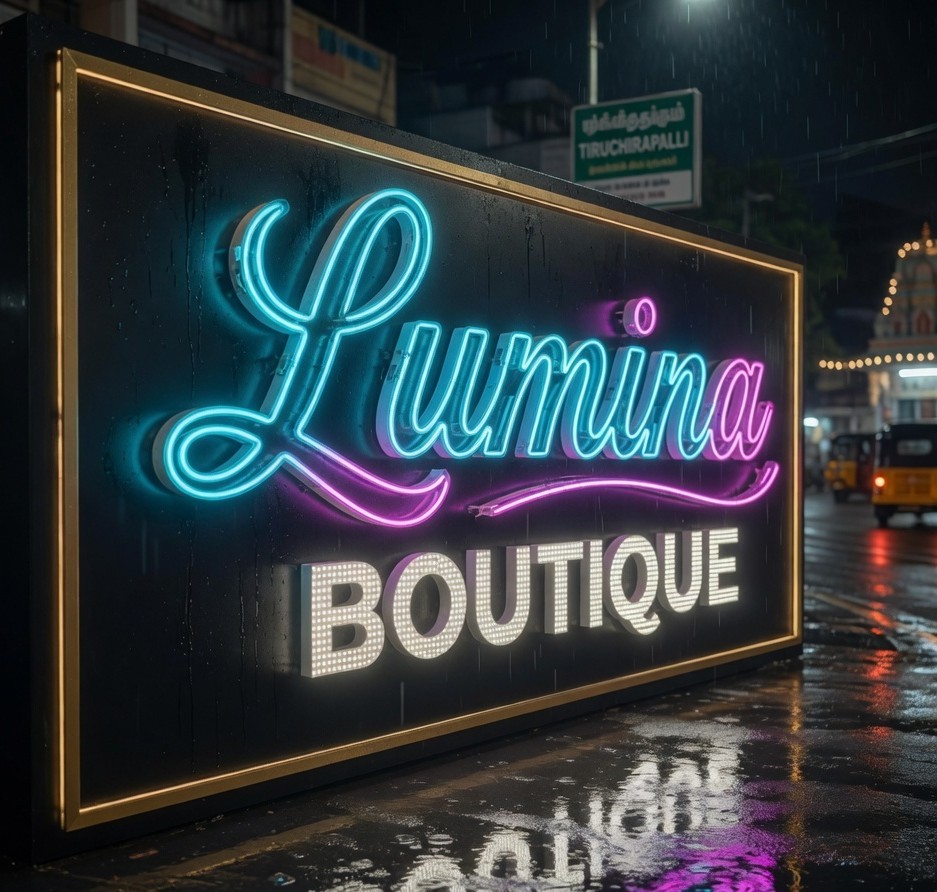 Decorative custom neon-style installation for interior branding