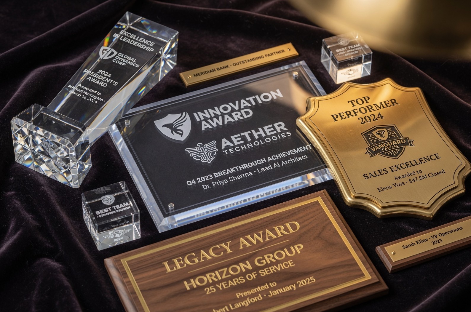 Custom Mementos and Corporate Awards by BRS SIIGNS Trichy — crystal, wood, acrylic, laser engraved for corporate events and bulk orders Tamil Nadu