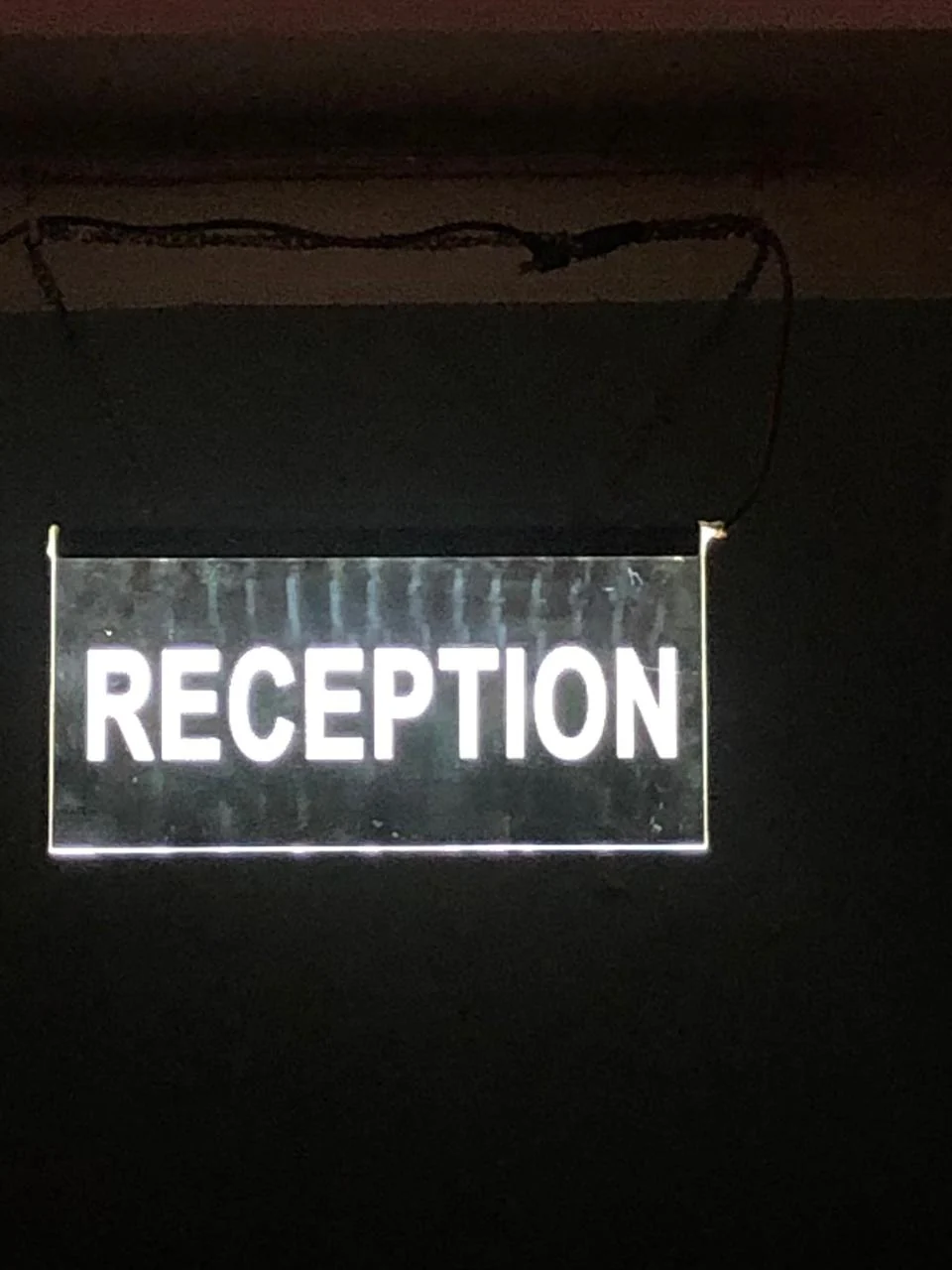 edge-lit acrylic sign board Chennai reception hanging sign by BRS SIIGNS